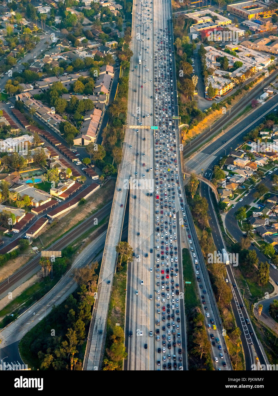 Stau auf der Autobahn auf Long Beach Boulevard, Handel, Los Angeles County, Kalifornien, USA Stockfoto