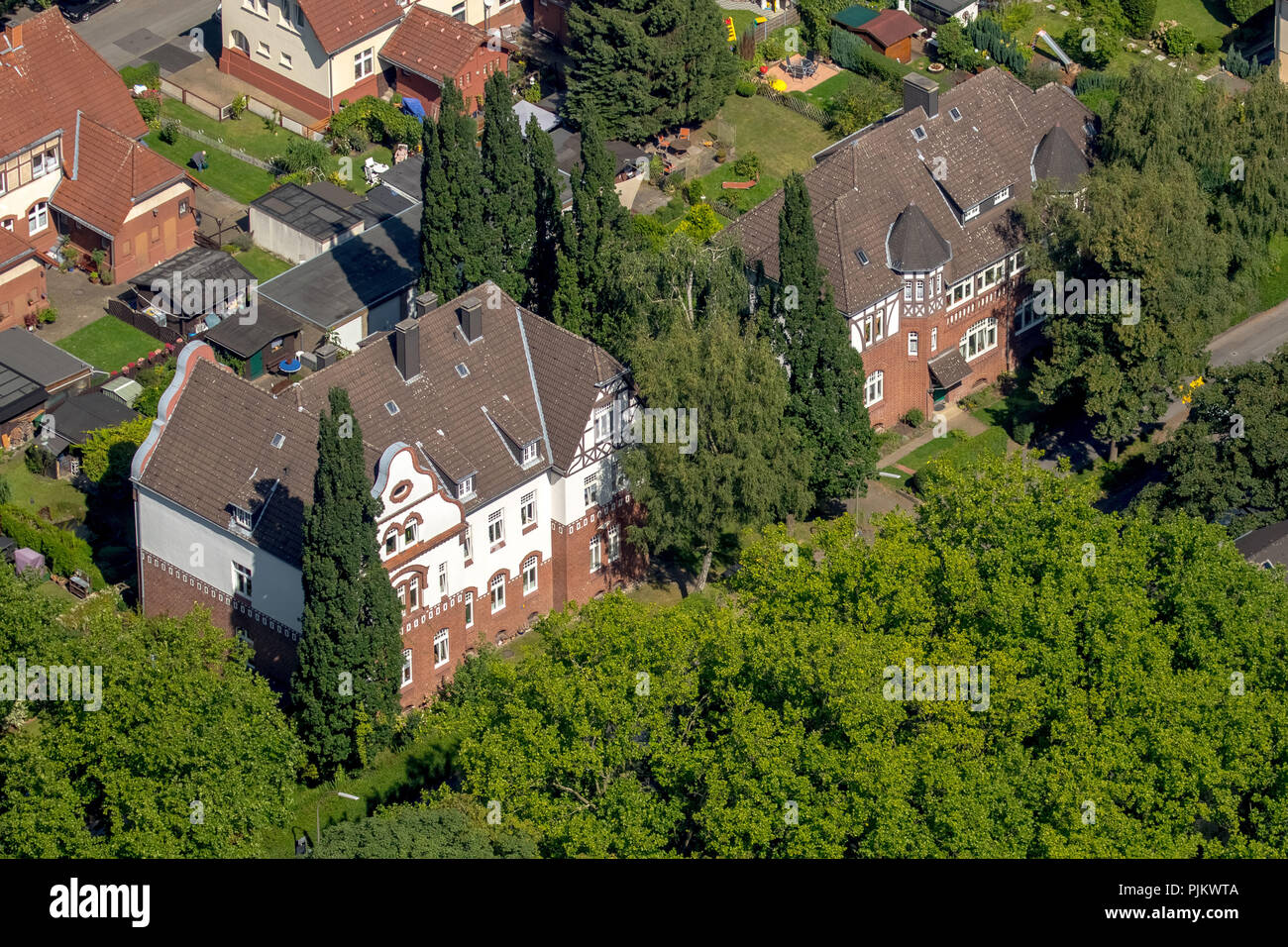 Dortmund-Bövinghausen Kolonie Landwehr Zeche Zollern II/IV, Häuser von Bergmann, den Häusern der Sekretärin, Gelsenkirchener Bergwerks AG, Dortmund, Ruhrgebiet, Nordrhein-Westfalen, Deutschland Stockfoto