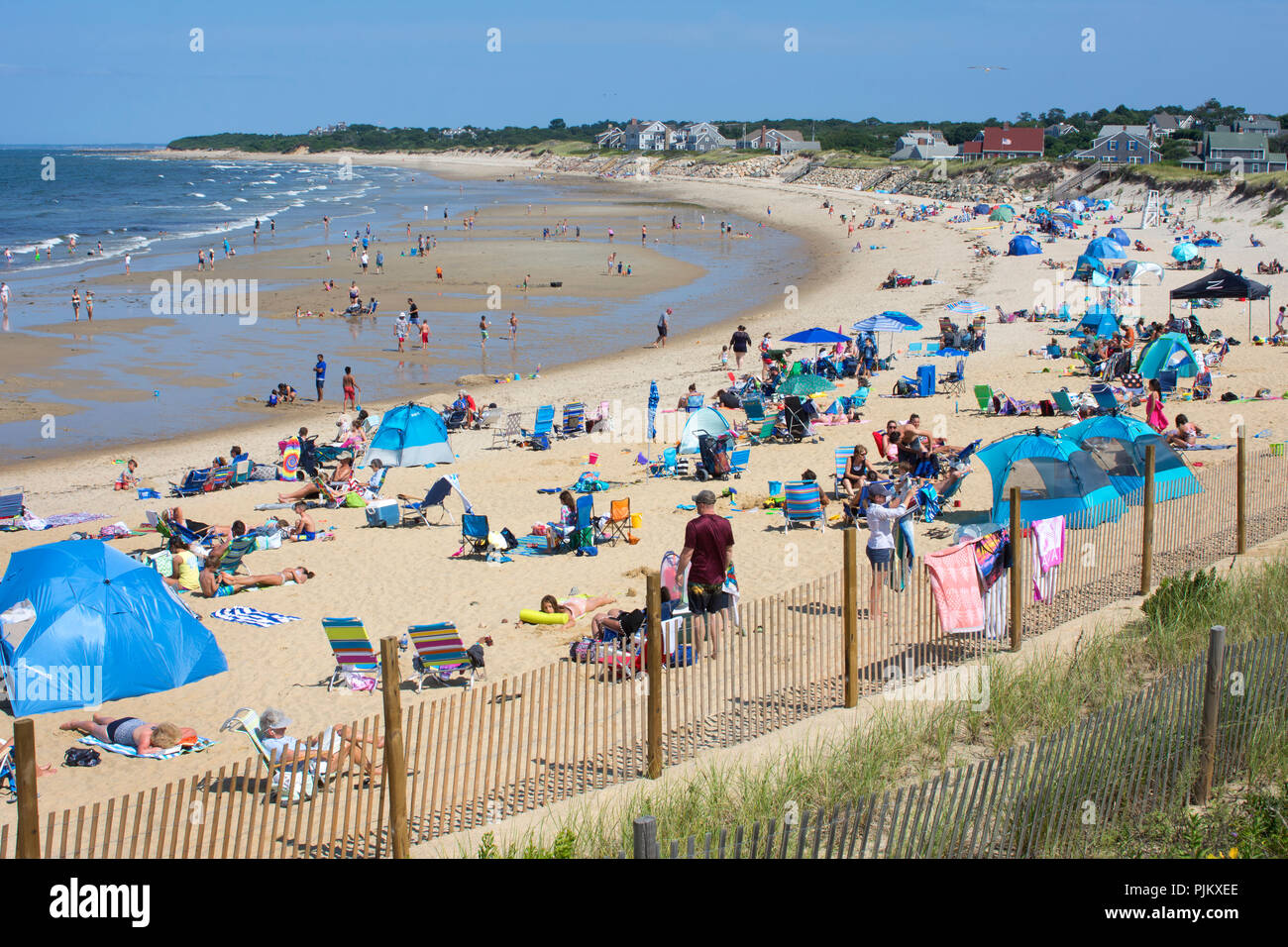 Eine Übersicht über die Corporation Strand, auf Cape Cod, Dennis, Massachusetts, USA Stockfoto