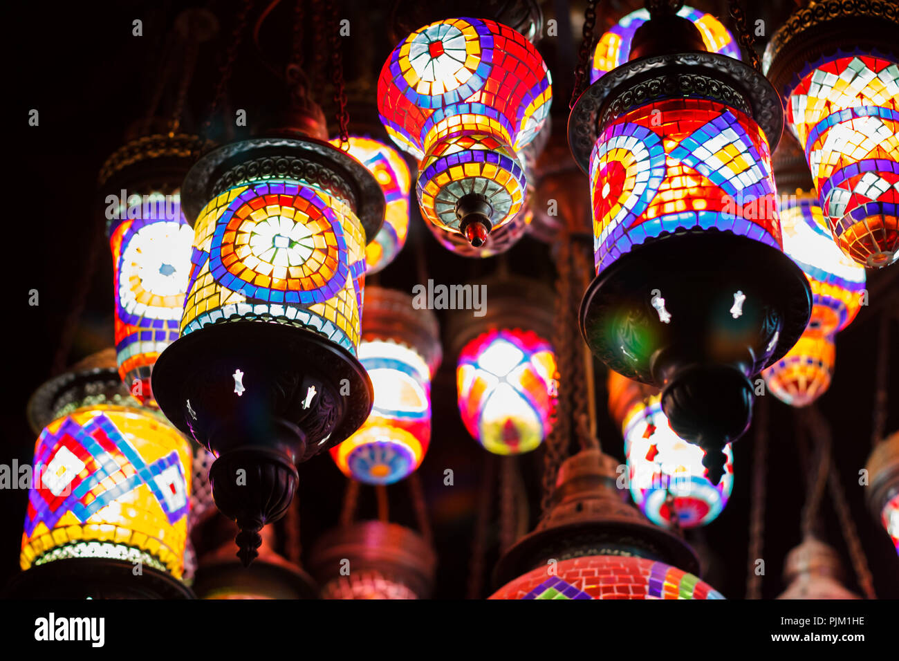 Bunte Lichter in Granada, Andalusien, Spanien, Europa Stockfoto