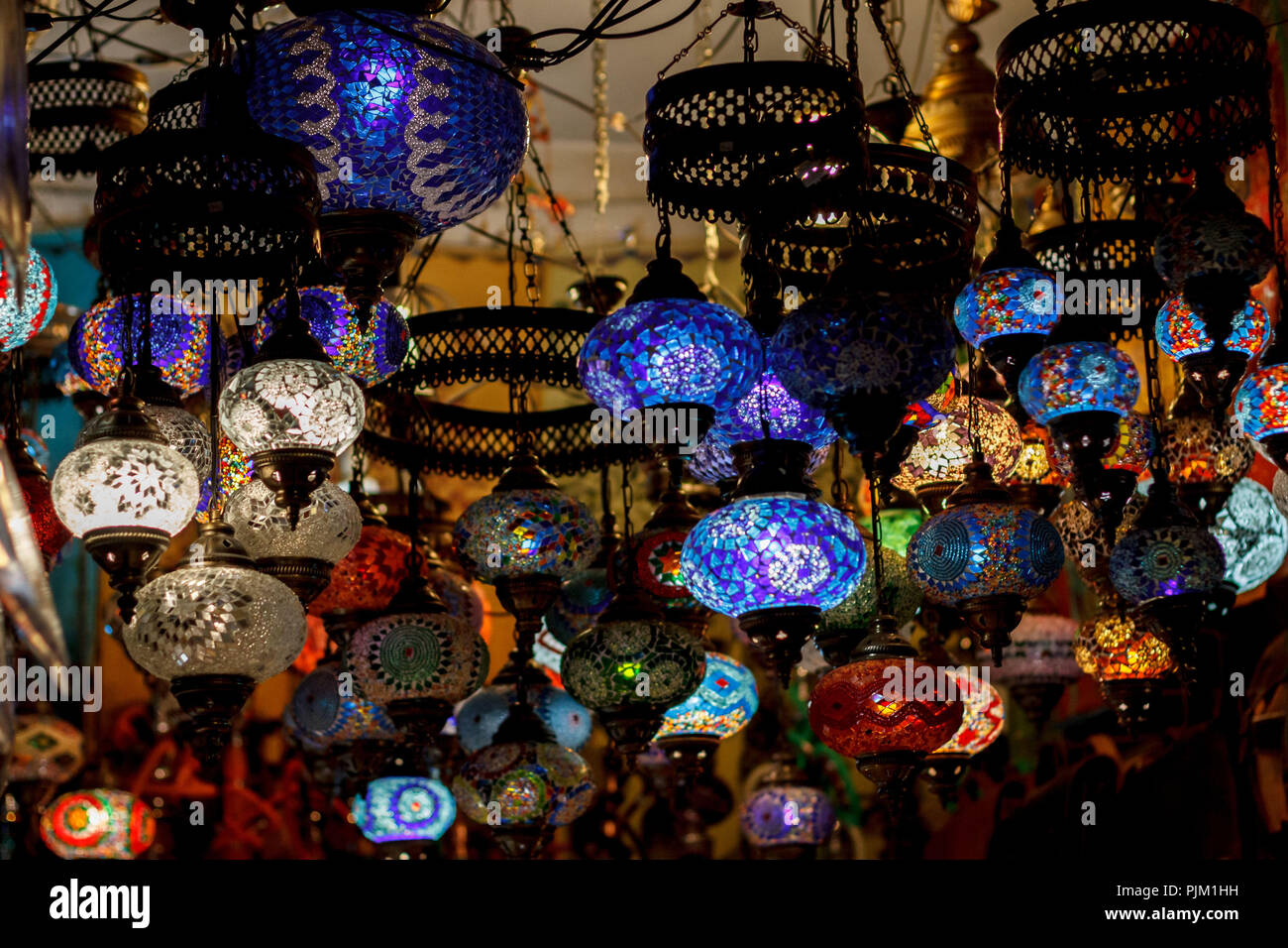 Bunte Lichter in Granada, Andalusien, Spanien, Europa Stockfoto