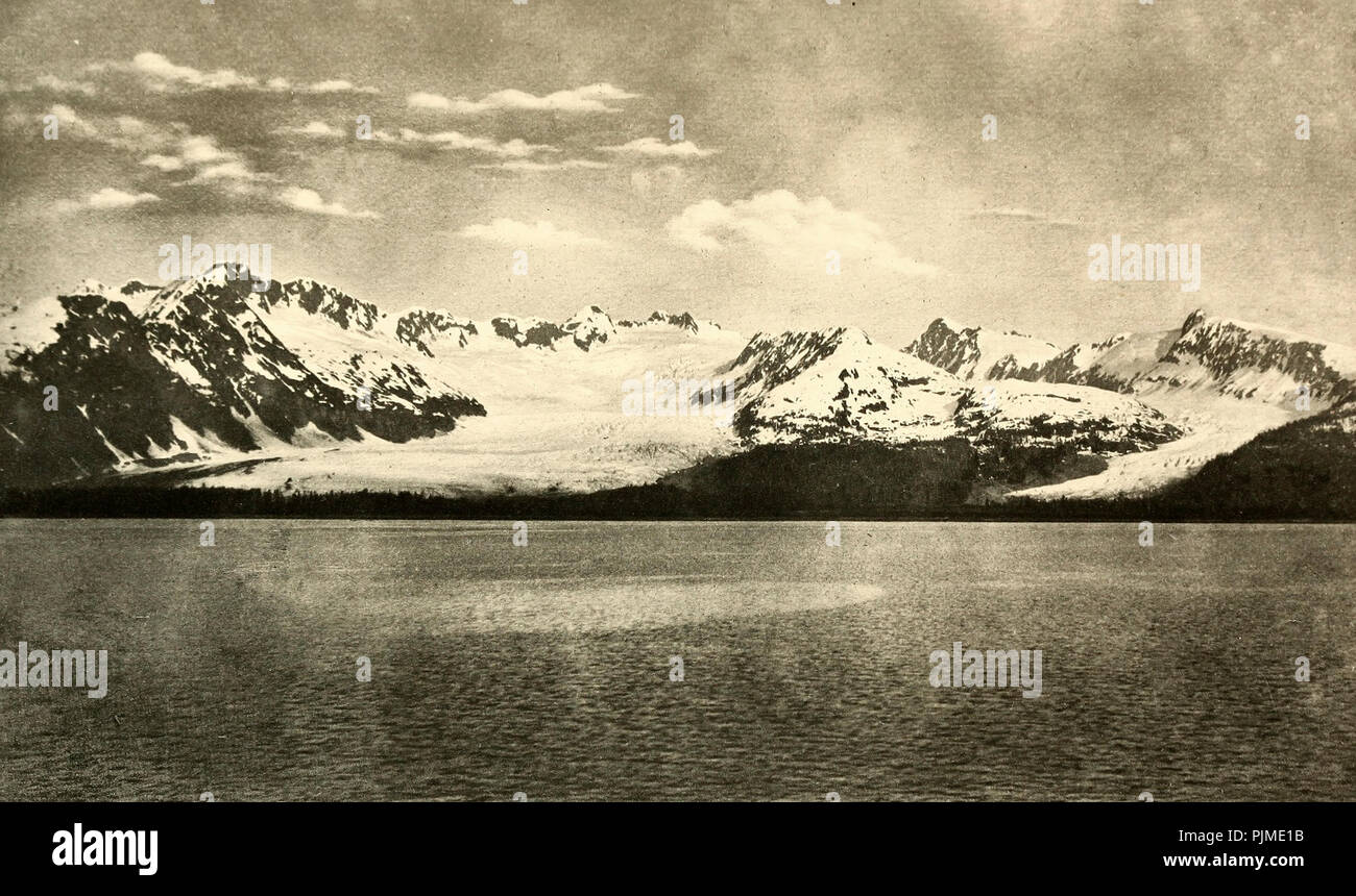 Die Amherst Gletscher und Crescent Gletscher, College Fjord, Prince William Sound, ca. 1900 Stockfoto