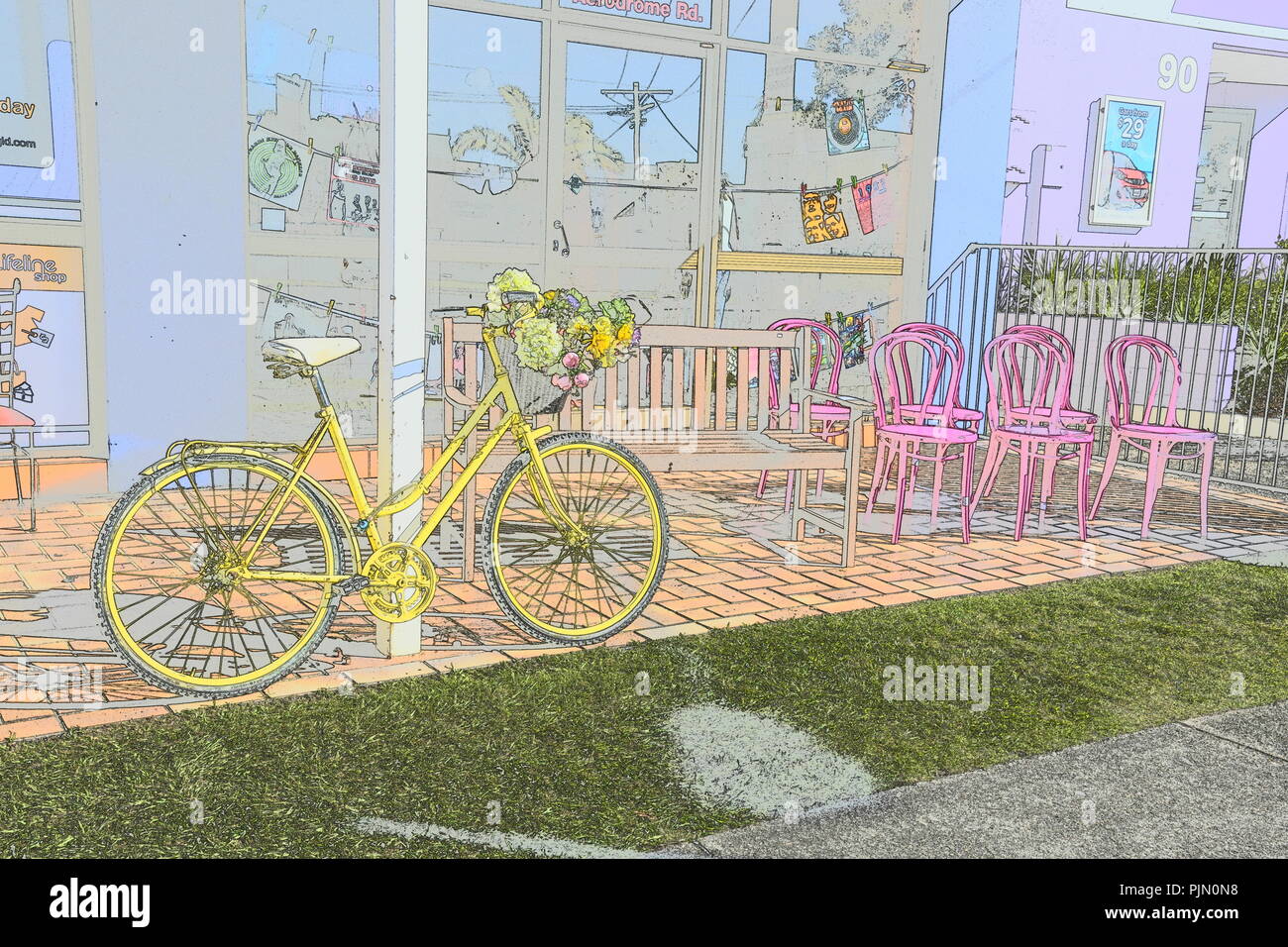 Fahrrad MIT BLUMEN Stockfoto