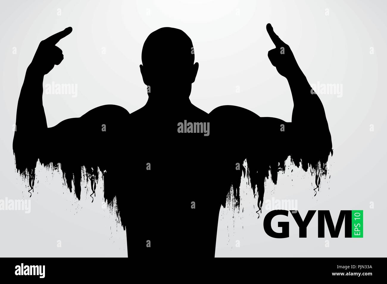 Silhouette einer Bodybuilder. Text- und Hintergrundfarbe auf einem separaten Layer, Farbe kann mit einem Klick geändert werden. Vector Illustration Stock Vektor