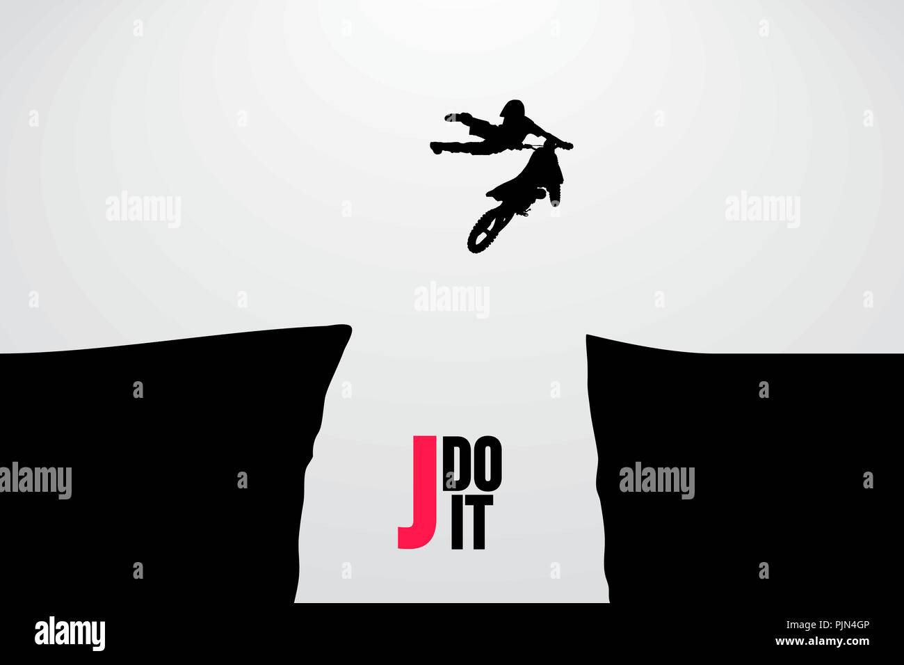 Motocross Fahrer Silhouette. Hintergrund und Text auf einem separaten Layer, Farbe kann mit einem Klick geändert werden. Vector Illustration Stock Vektor