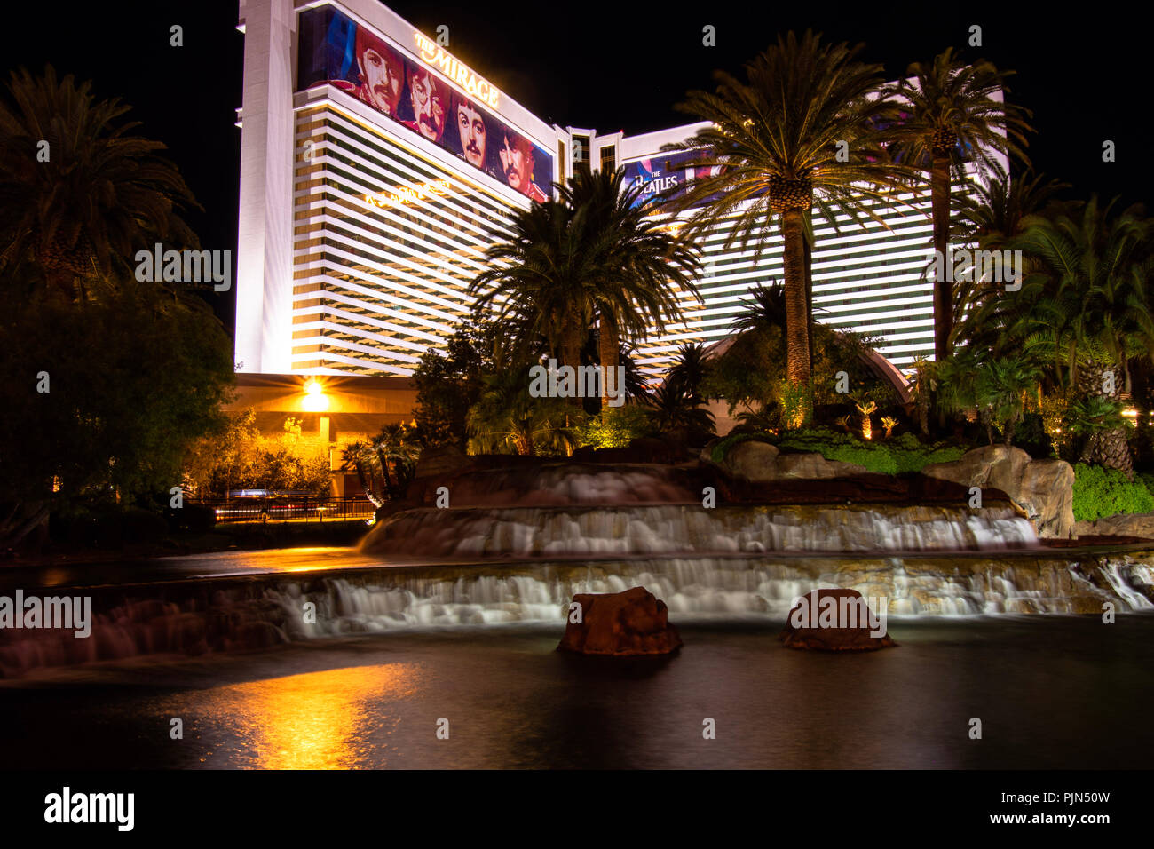 Las Vegas, NV/ USA 09032018: Die Leiste, mit Blick auf die Bellagio und seinen Brunnen Stockfoto