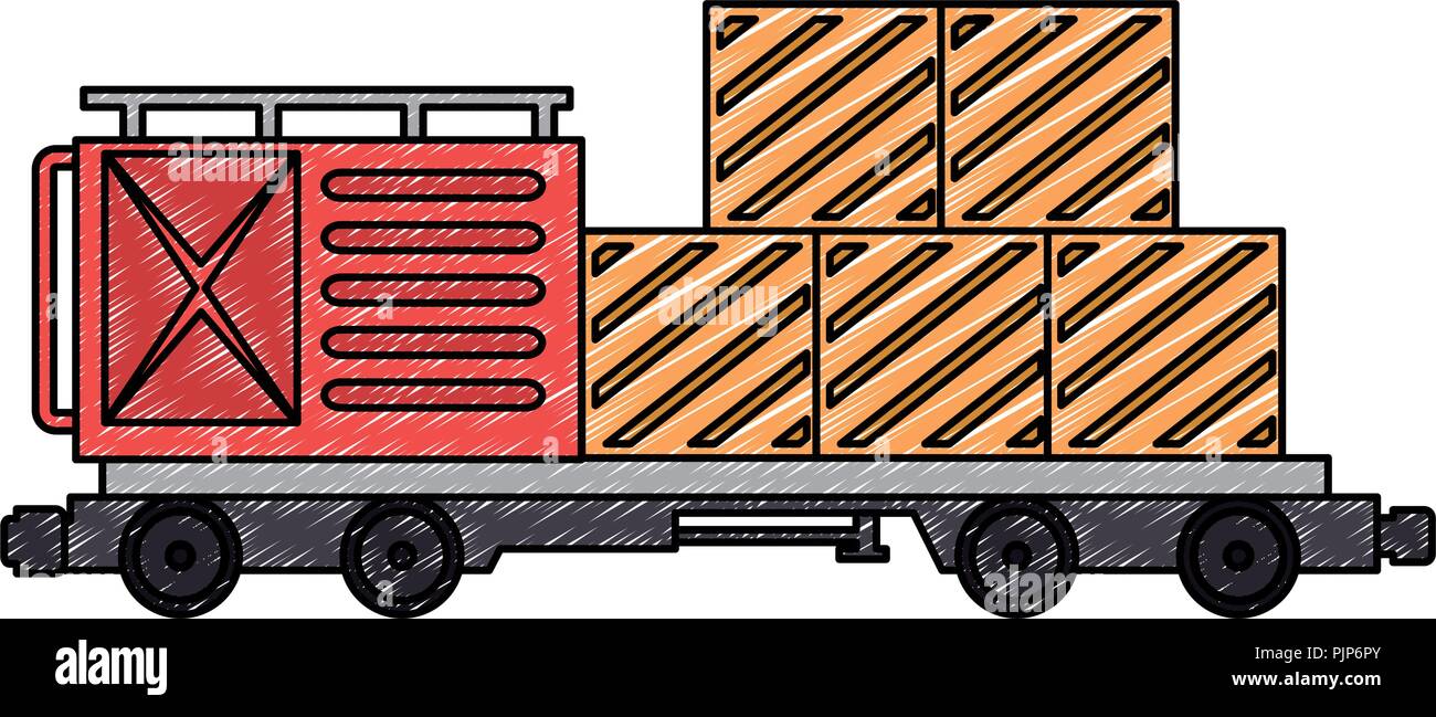 Güterzug Wagen mit Container logistic service Stock Vektor