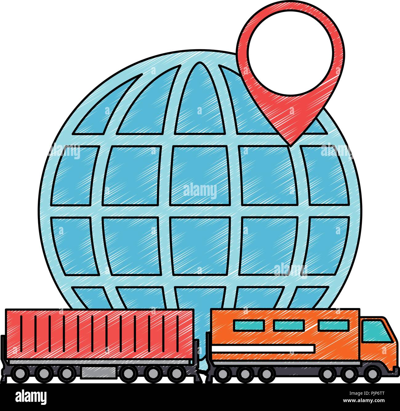 Cargo train mit dem Planeten logistic service Stock Vektor