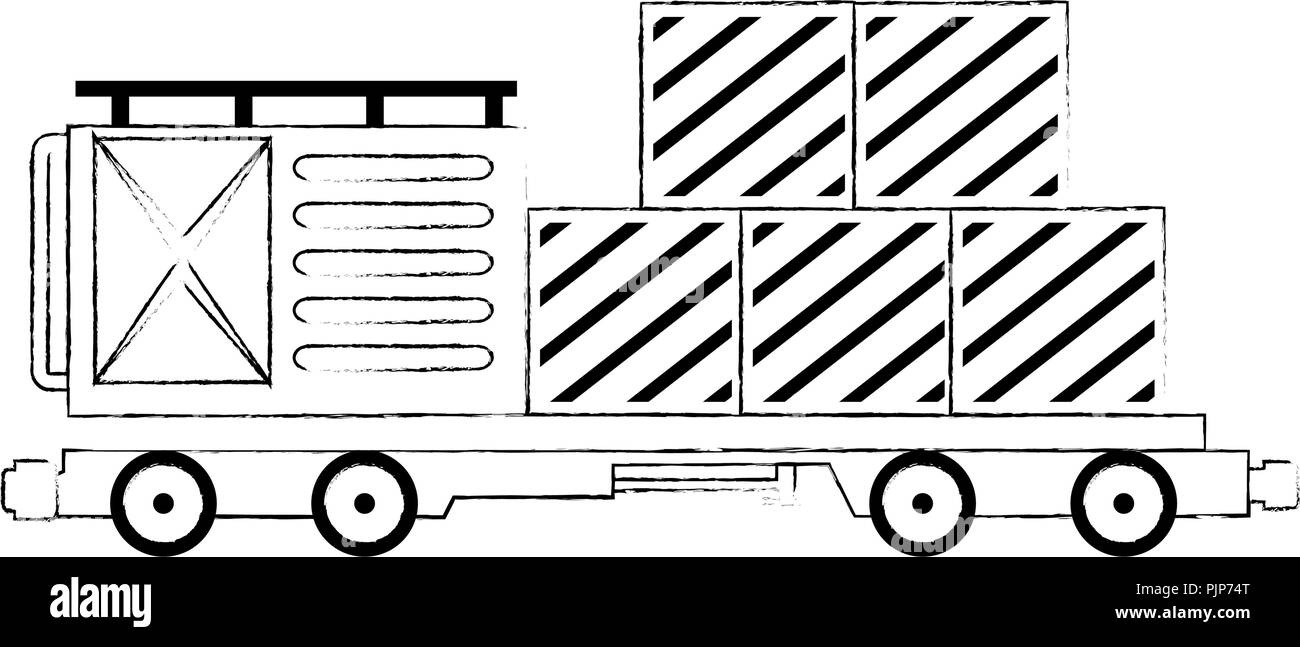 Güterzug Wagen mit Container logistic service Stock Vektor