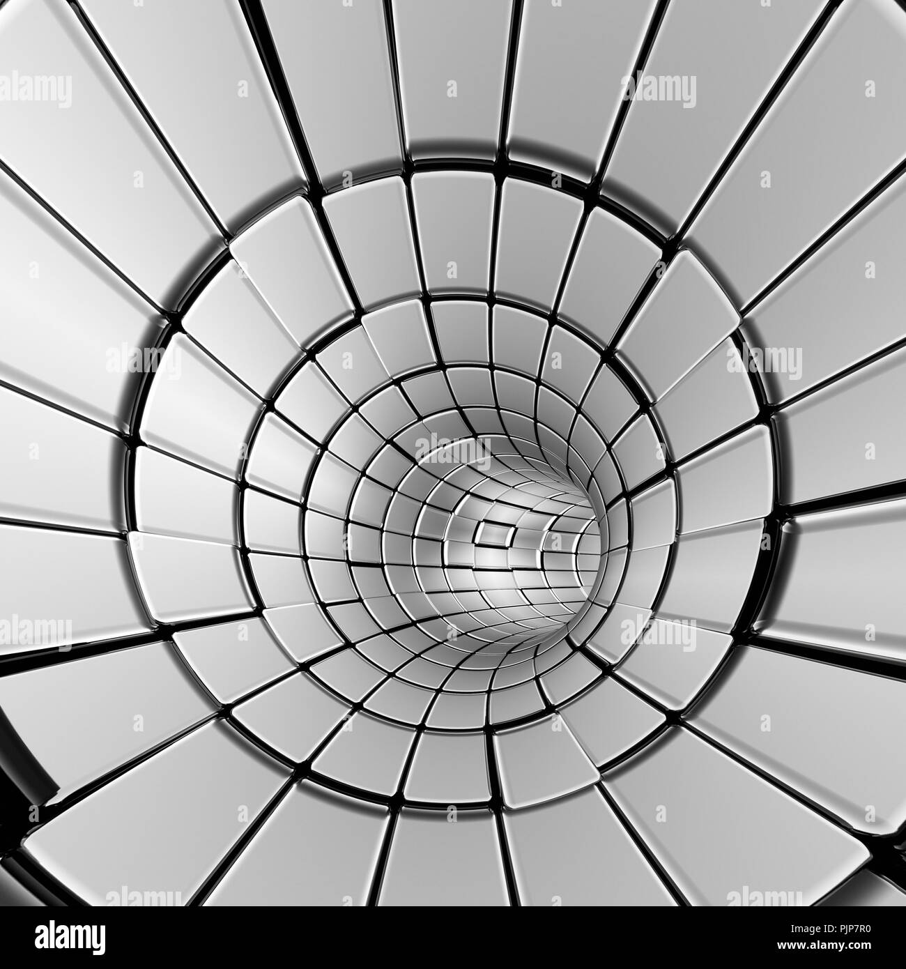 Silber abstract Tunnel Formen futuristischen 3D-Rendering Stockfoto