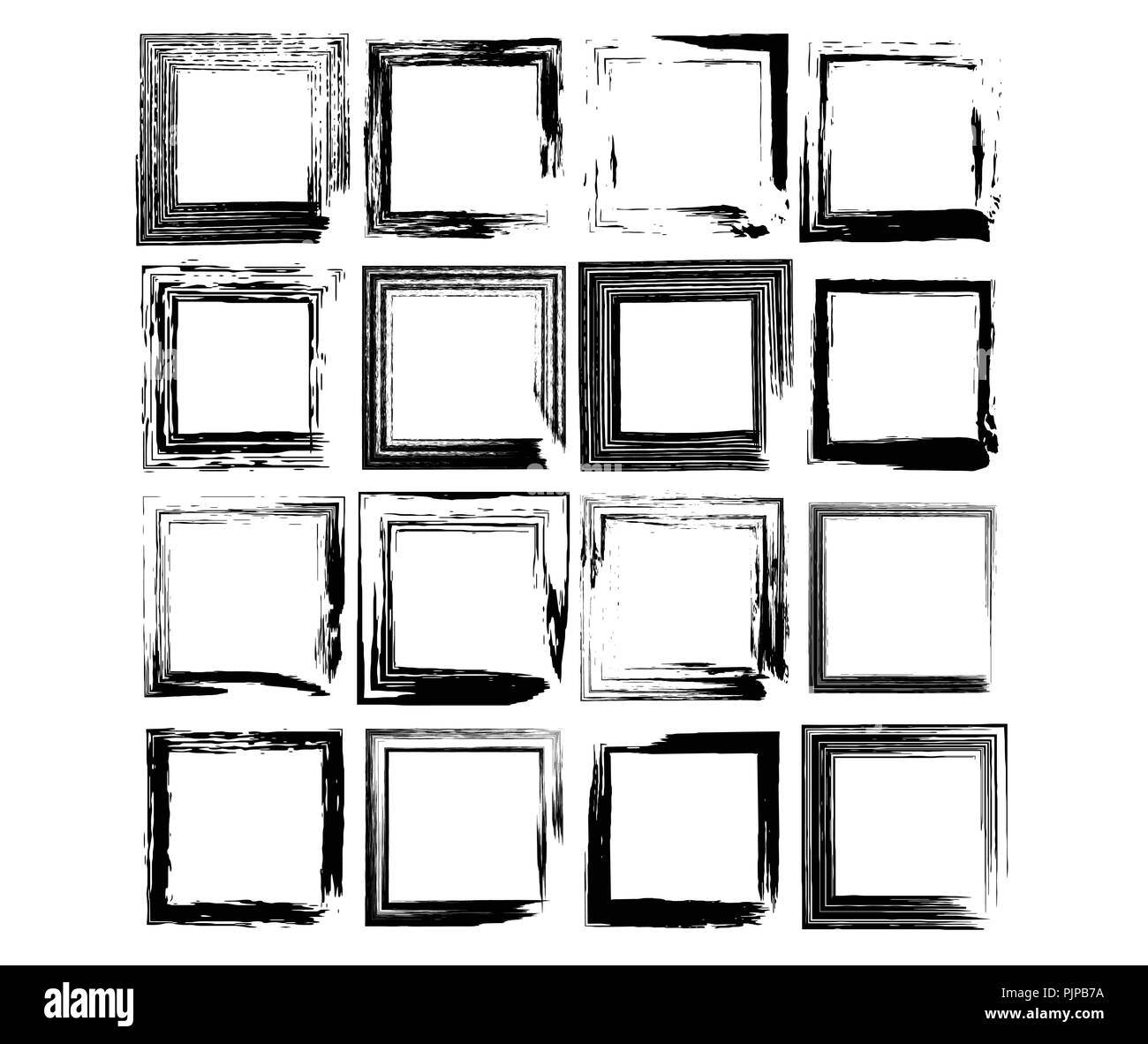 Satz von schwarzen Quadrat grunge Frames. Vector Illustration. Stock Vektor