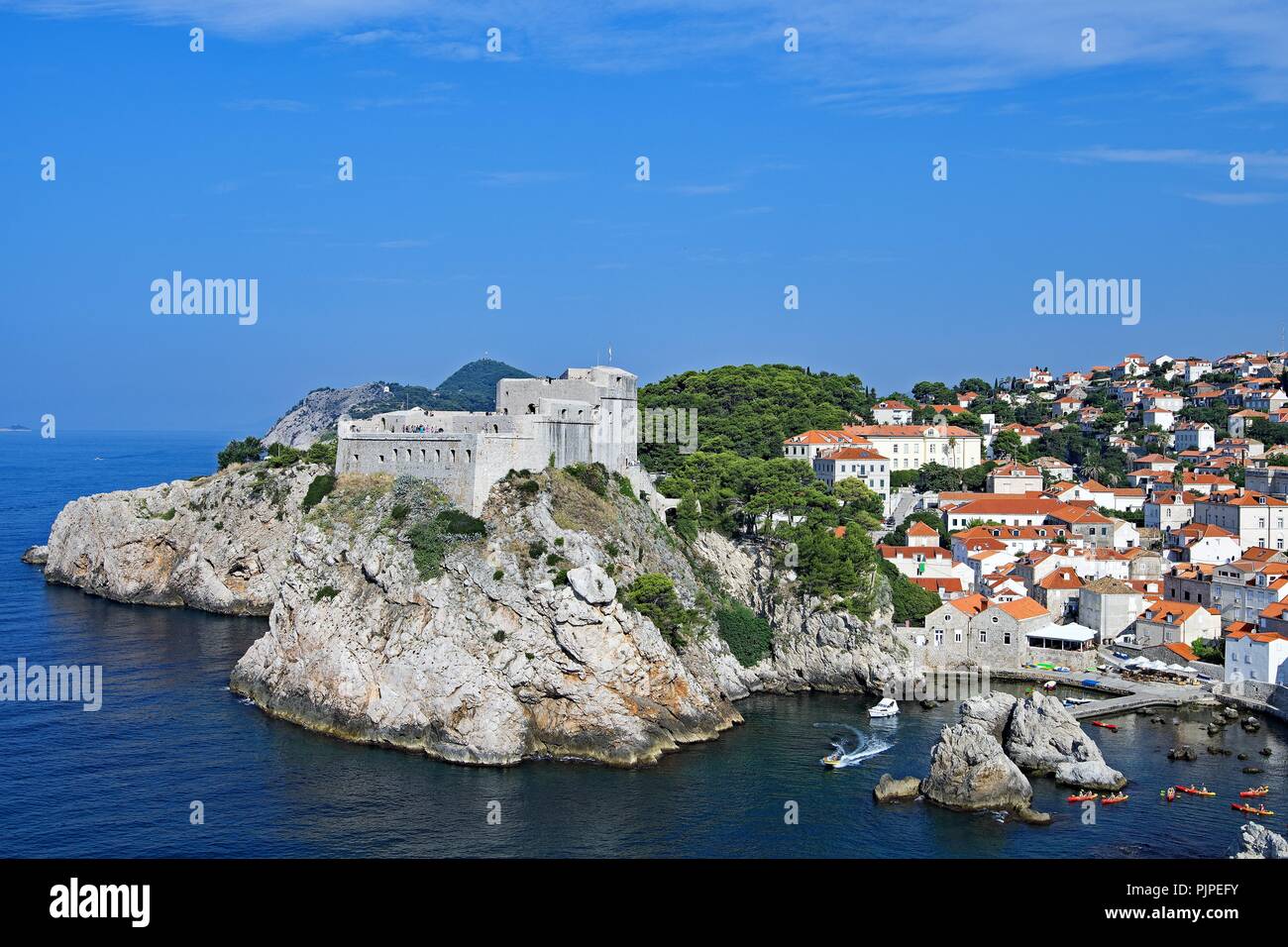 Blick auf den Hafen Eingang zur Altstadt von Dubrovnik, Kroatien. Stockfoto