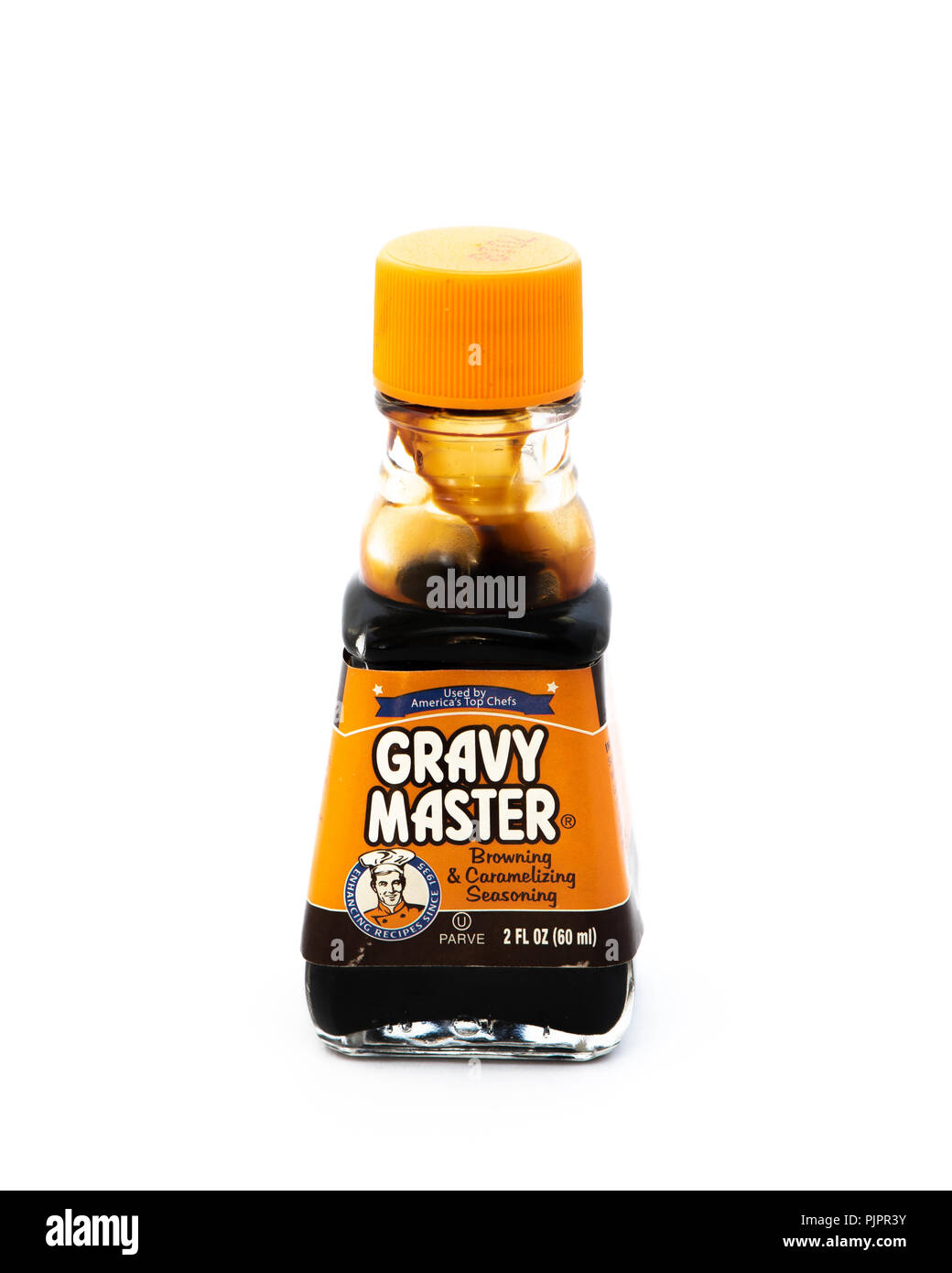 Ein Glas Flasche Soße Master, ein Geschmack verbessern, Bräunung und caramelizing würzen. Stockfoto