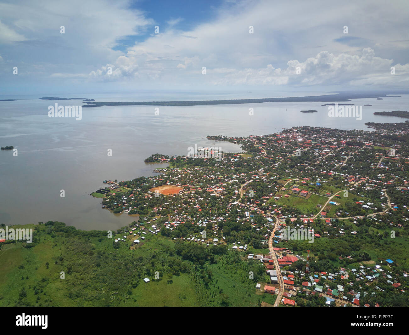 Karibische Stadt in Nicaragua Antenne drone Ansicht Stockfoto