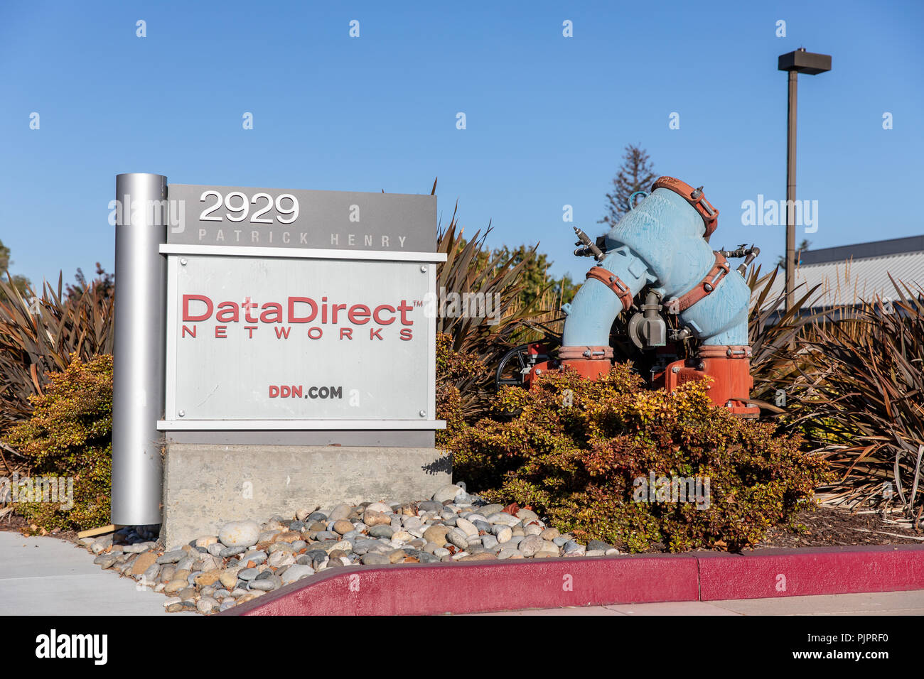 DataDirect Networks, Schild; Patrick Henry Drive, Santa Clara, Kalifornien Stockfoto