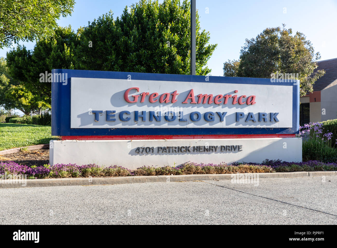 Große Amerika Technology Park, Patrick Henry Drive, Santa Clara, Kalifornien Stockfoto