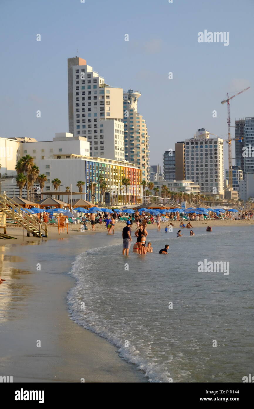 Tel Aviv Beach Hotels Stockfoto