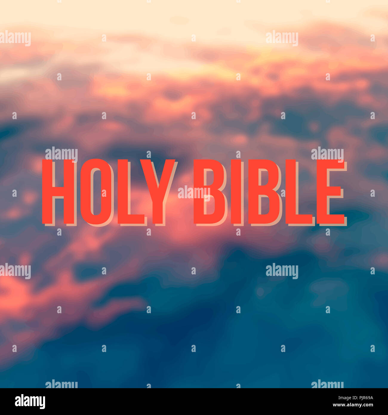 Heilige Bibel Liebe auf Red Sky Abbildung blured Hintergrund Stockfoto