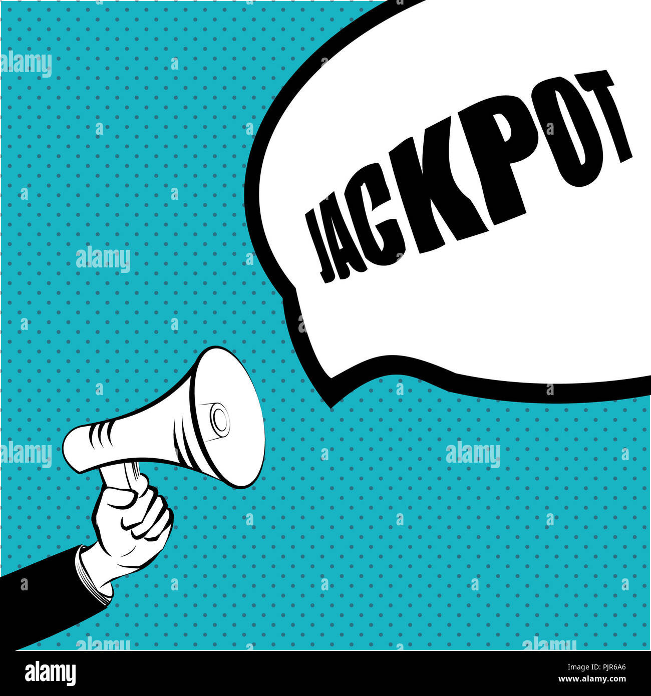 Megaphon in der Hand eine Nachricht blaue Farbe EPS 10. Stockfoto