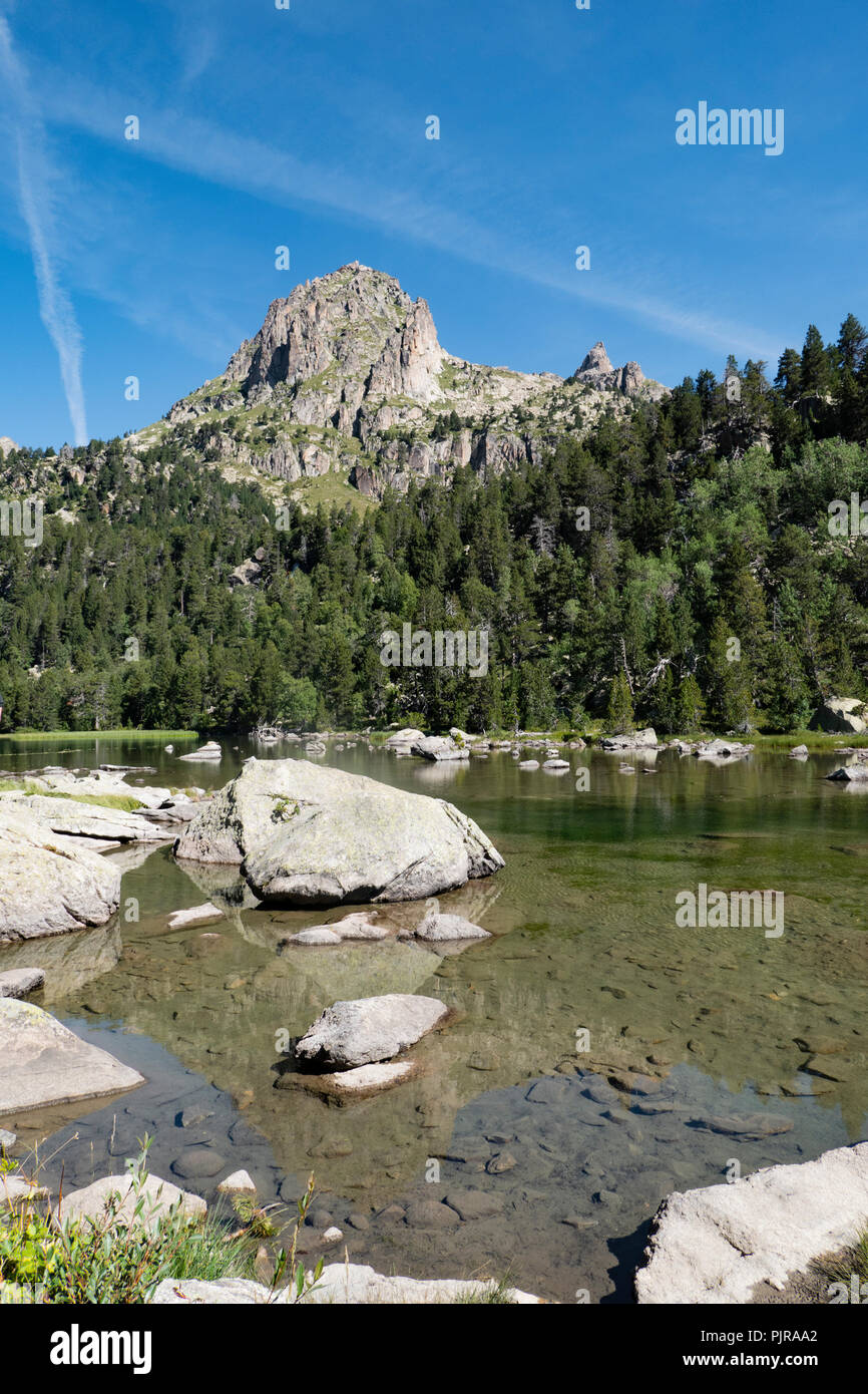 Nationalpark Aiguestortes in Pyrenäen, Katalonien, Spanien. Stockfoto