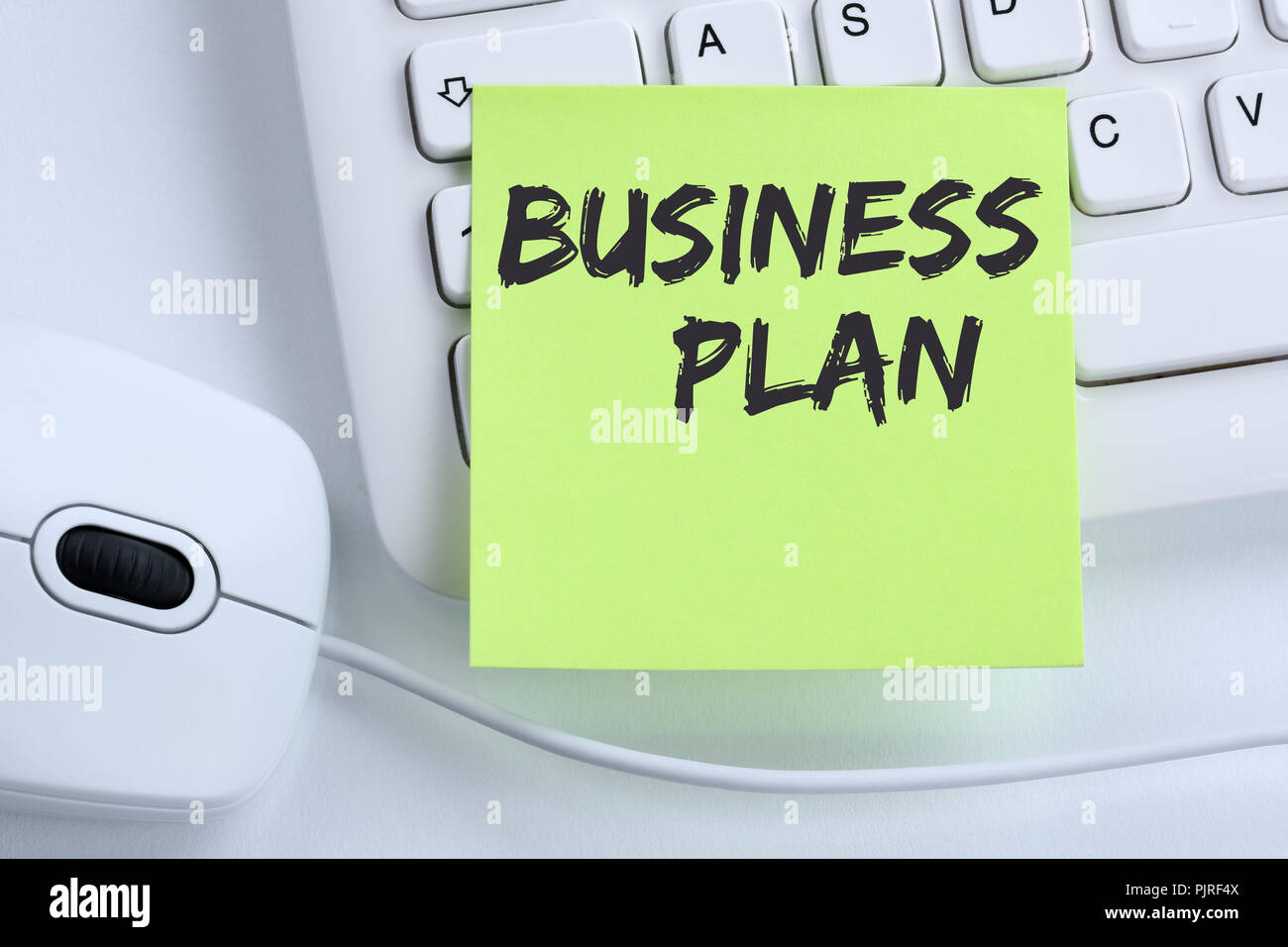 Business Plan Analyse Strategie erfolg konzept Unternehmen Maus Tastatur Stockfoto