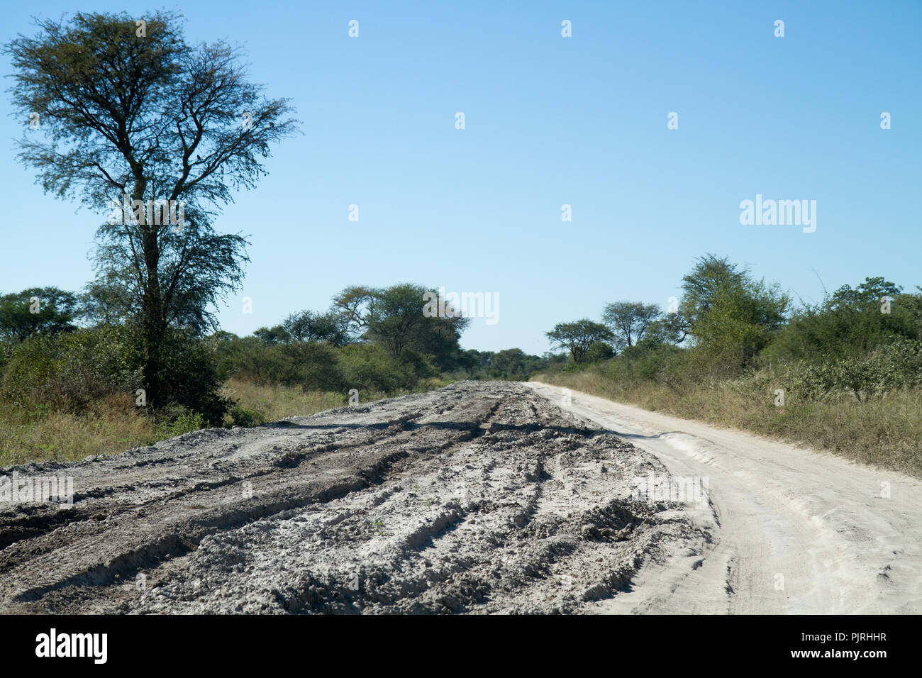 Kalahari Straße und Dorf in Afrika Stockfoto