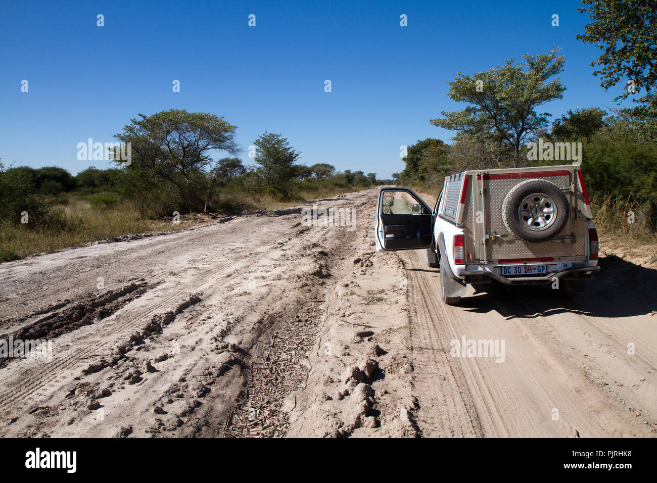 Kalahari Straße und Dorf in Afrika Stockfoto