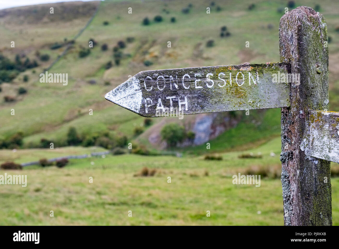 "Konzession" Fingerpost im Peak District National Park Stockfoto