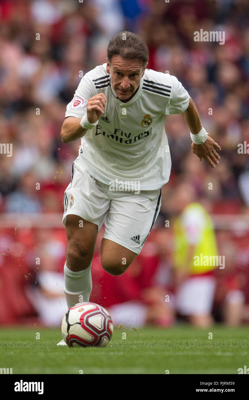 Alfonso Perez von Real Madrid Legend während des Legends-Spiels im Emirates Stadium in London. DRÜCKEN SIE VERBANDSFOTO. Bilddatum: Samstag, 8. September 2018. Siehe PA Geschichte Fußball Arsenal Legends. Der Bildnachweis sollte lauten: Dominic Lipinski/PA Wire. Stockfoto