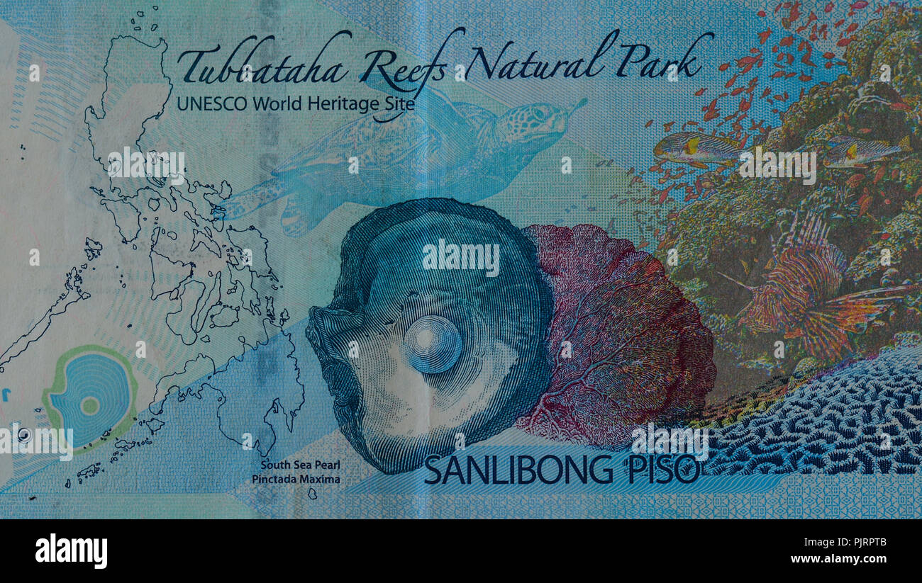 Philippinischer Peso Banknoten, einen Hintergrund mit Geld von den Philippinen. Stockfoto