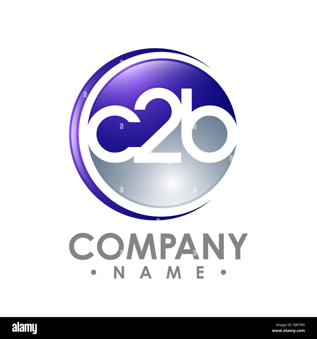 C2B word Schreiben und Nummerierung vektor Logo auf einer abstrakten Kreis Vektorform Stock Vektor