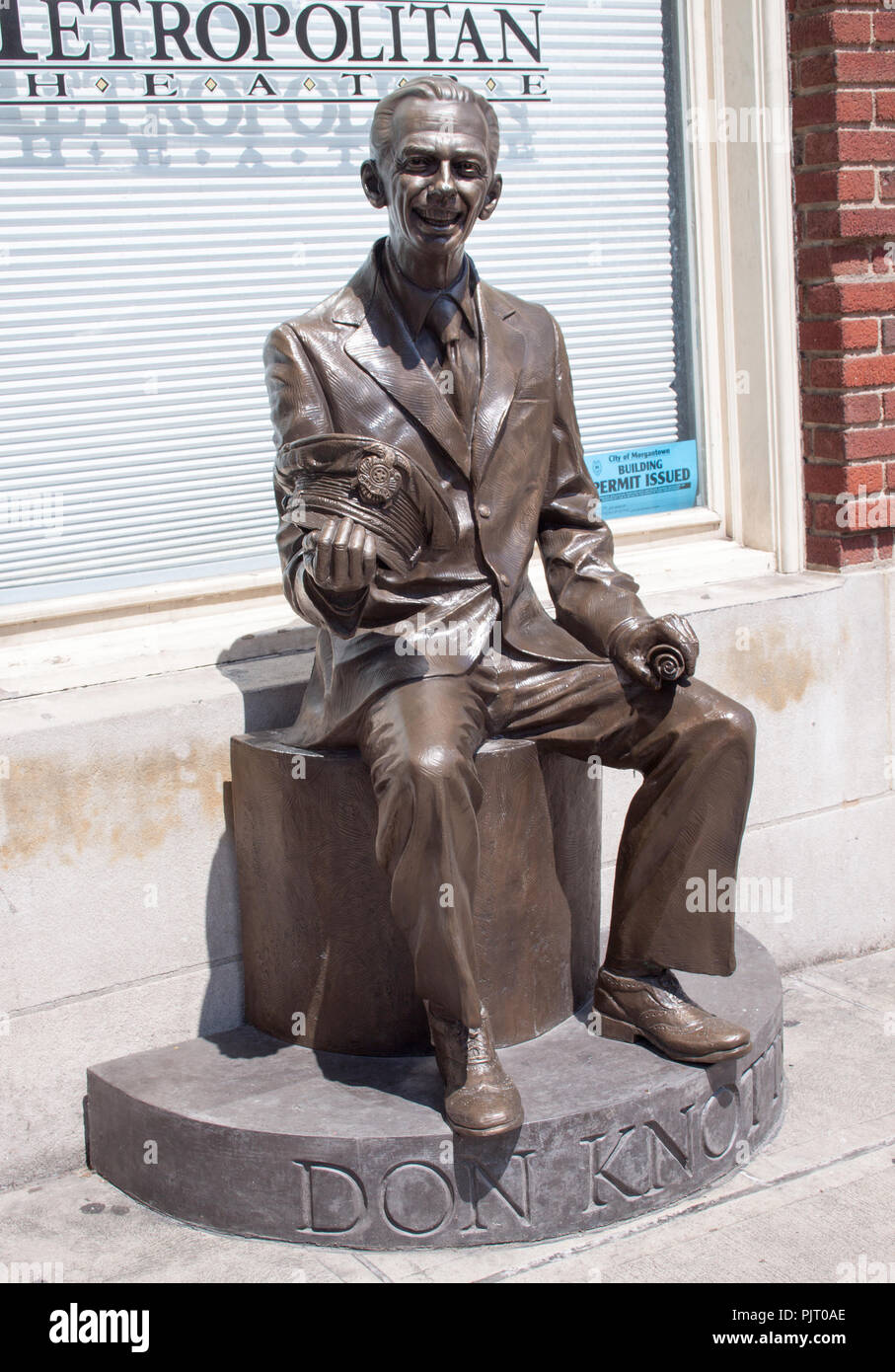Statue und Star of Fame zu Ehren von Don Knotts in Morgantown, West Virginia, feiert die lokalen Wurzeln und das Erbe des beliebten Schauspielers. Stockfoto