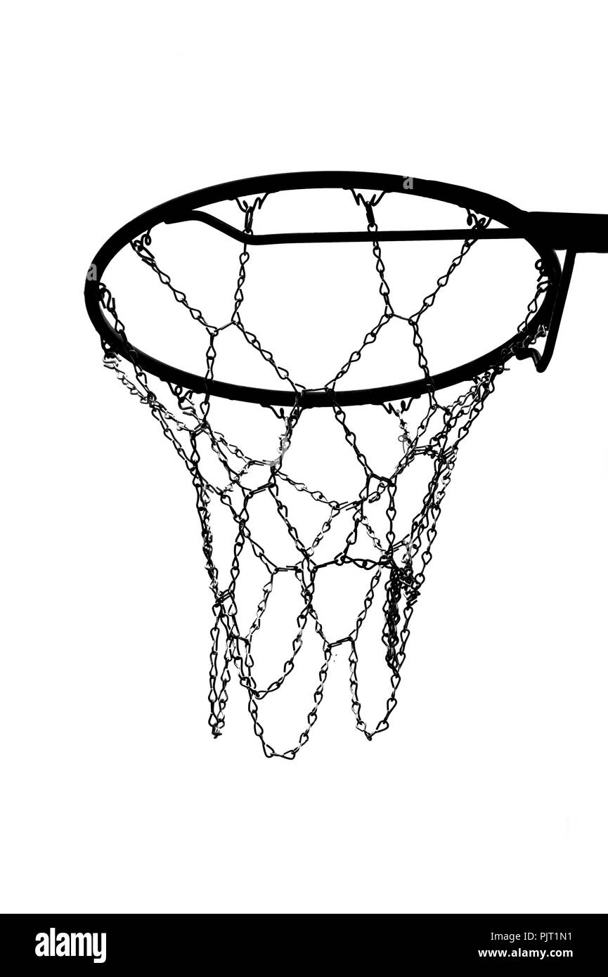 Die Silhouette eines Basketballkorb Kette. Stockfoto