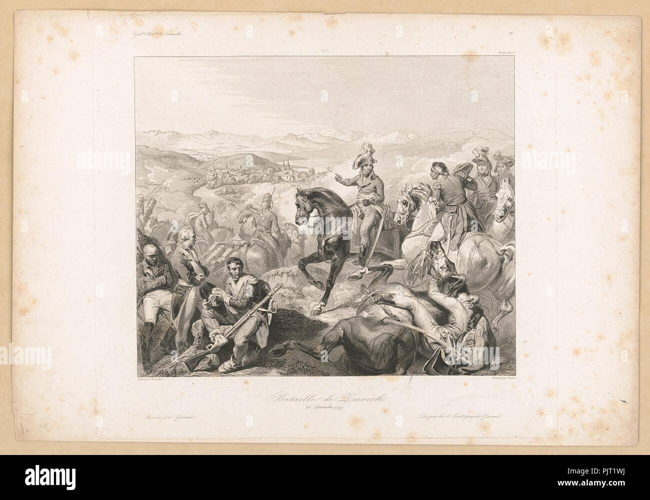 Bataille de Zurich, 25 Juin 1799peint par Bouchot; gravé par Bein