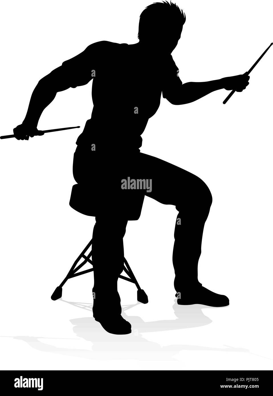 Musiker Schlagzeuger Silhouette Stock Vektor