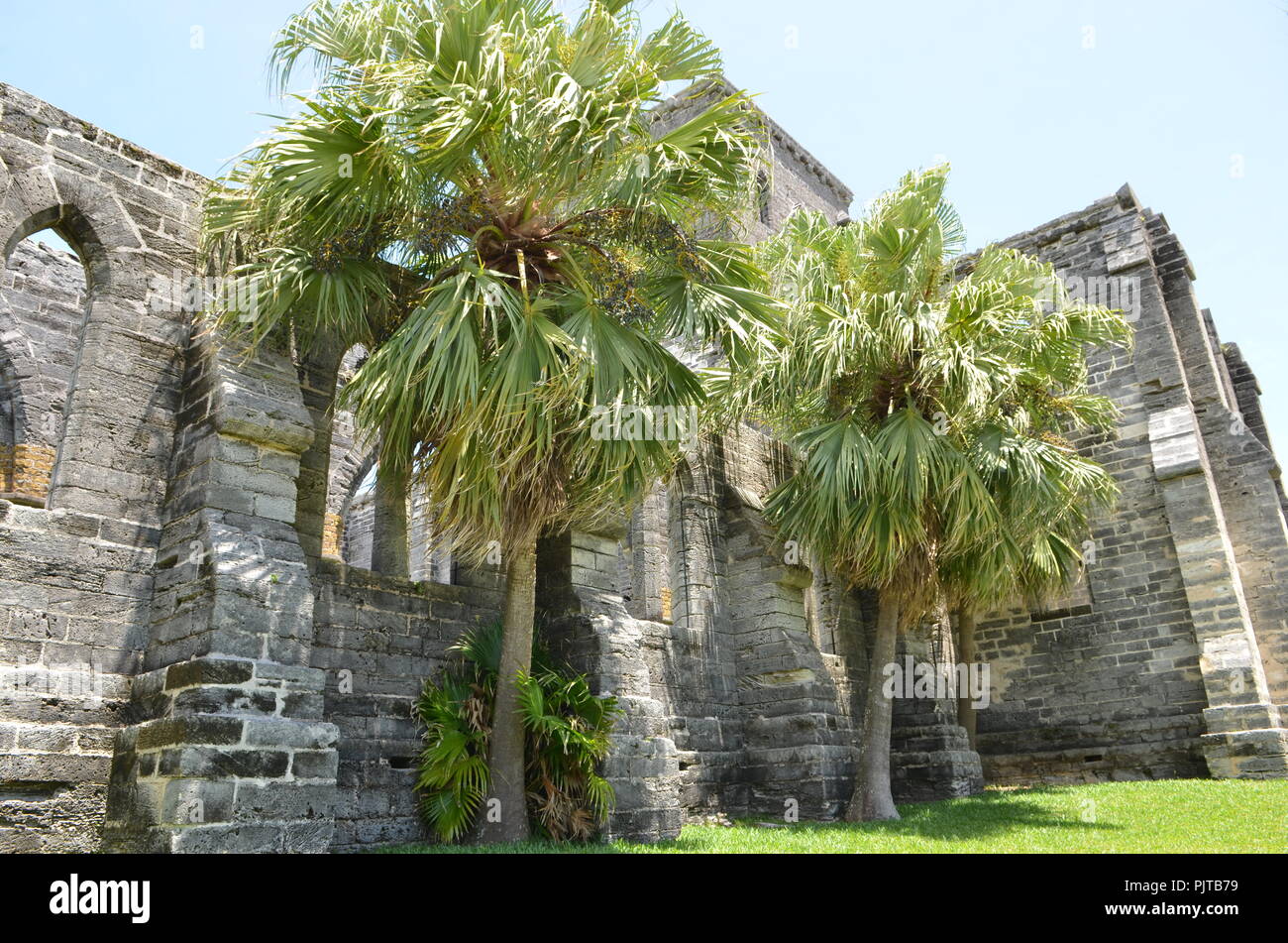 Die Unvollendete Kirche in Saint George, Bermuda. Stockfoto