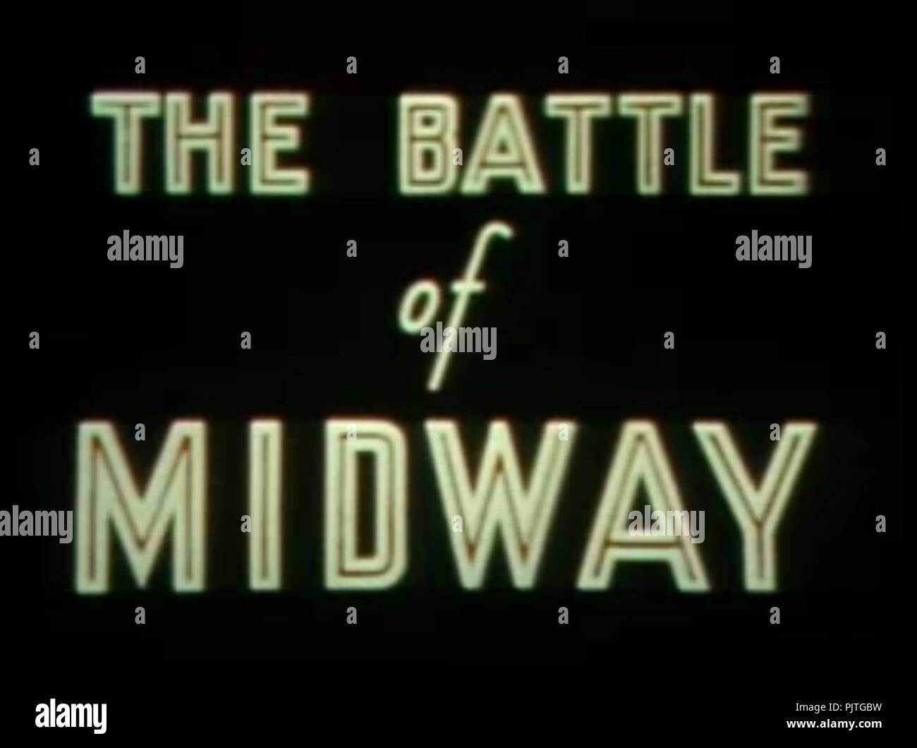 Schlacht um Midway Dokumentarfilm intro 1942. Stockfoto
