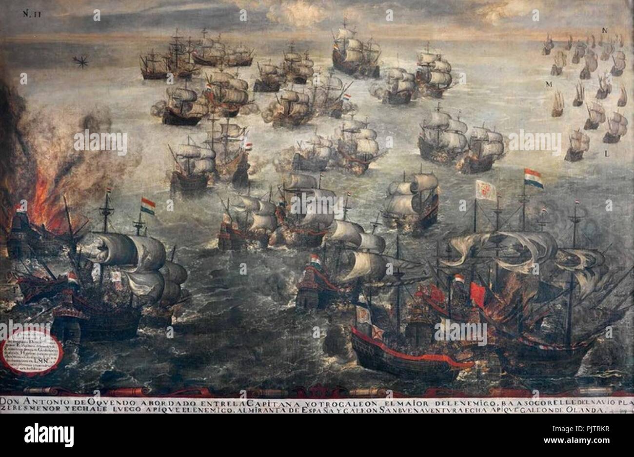 Batalla Naval de Pernambuco o de los Abrojos (Vista IV). Hacia 1632 Cuadro 5-v2-2. Stockfoto