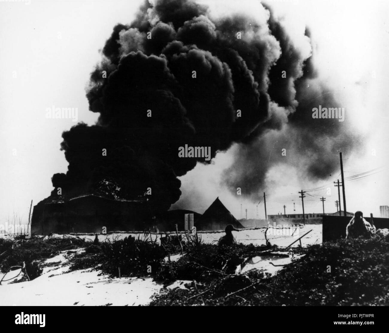 Schlacht um Midway (Japanische Air Raid). Stockfoto