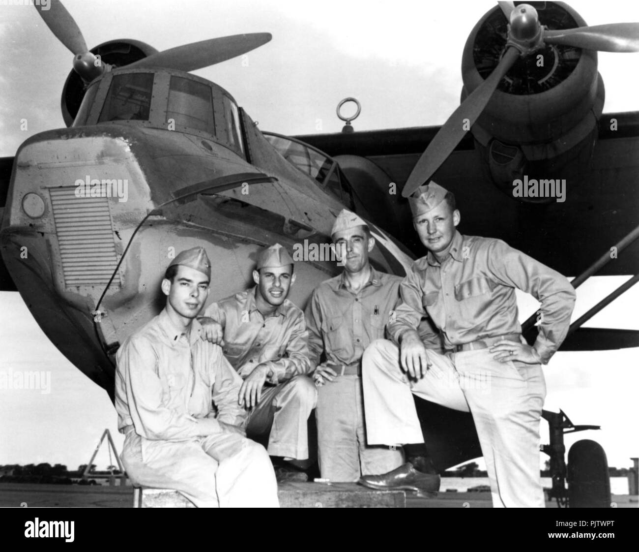 Schlacht um Midway PBY torpedo Angriff Piloten im Juni 1942. Stockfoto