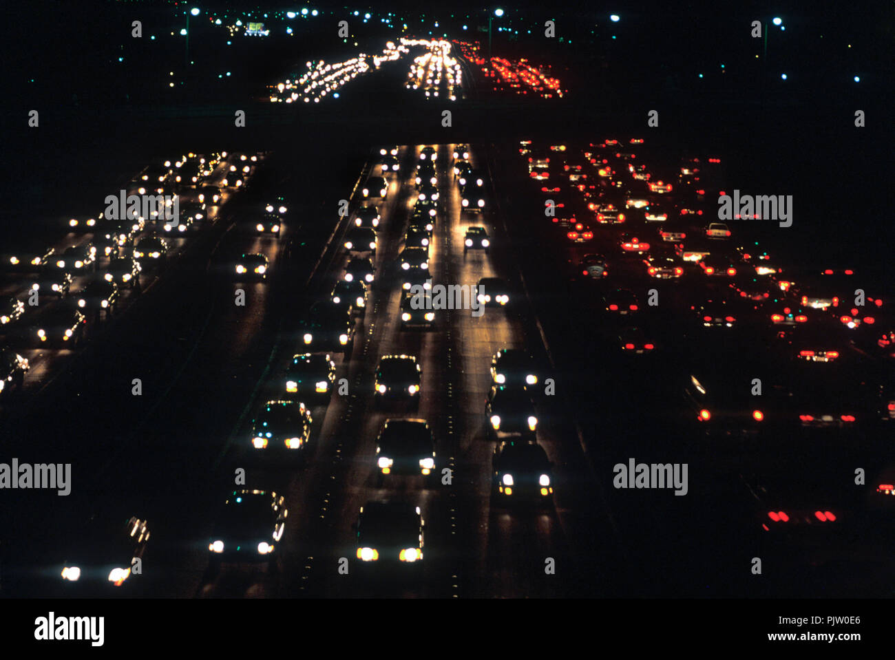 1990 historische BERUFSVERKEHR DOWNTOWN Interstate 110 HARBOR FREEWAY LOS ANGELES Kalifornien USA Stockfoto