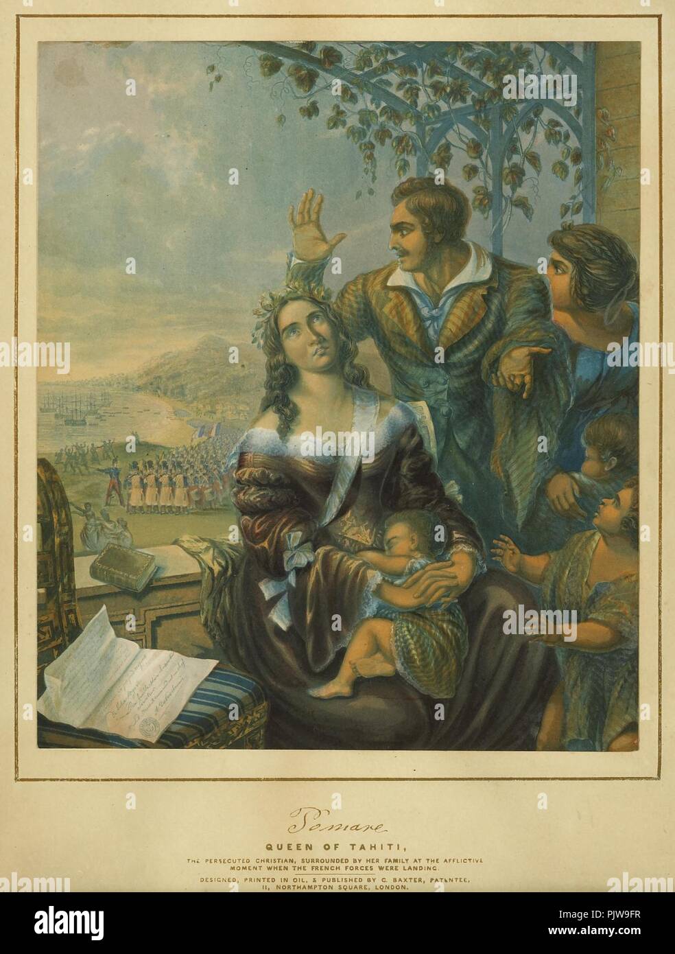 Pomare, Königin von Tahiti, die verfolgten Christen, von George Baxter, 1845. Stockfoto