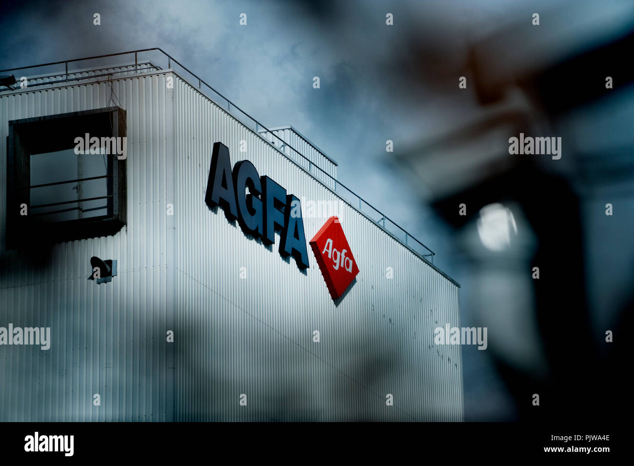 Die Agfa-Gevaert-Hauptsitz und Werk in Antwerpen (Mortsel, Belgien, 12/02/2009) Stockfoto