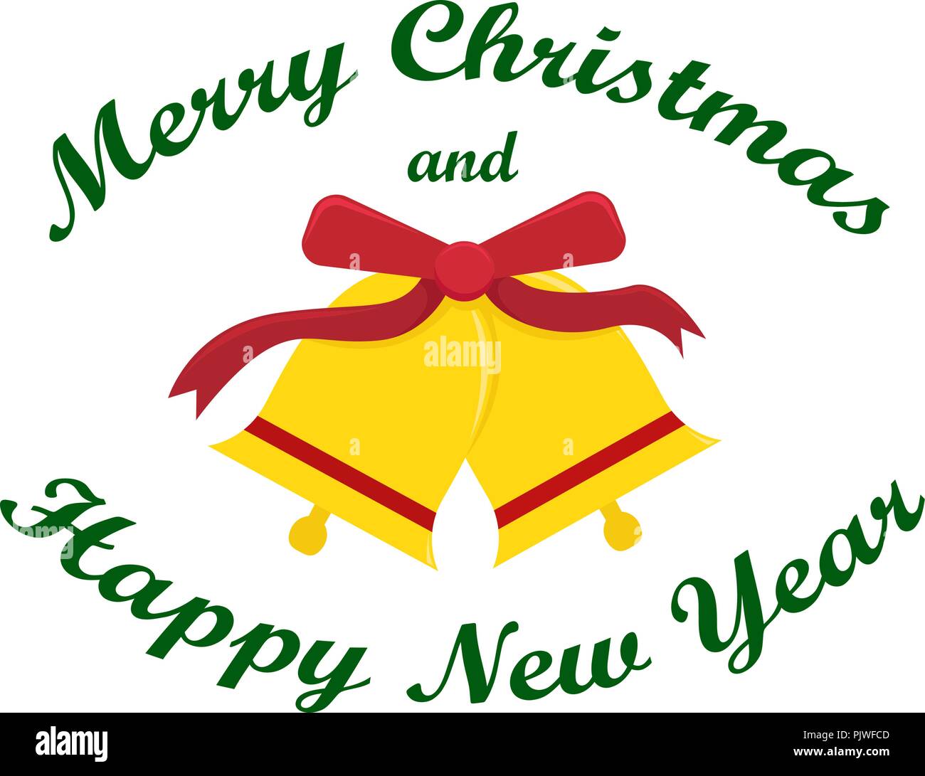 Flach auf das Neue Jahr Vector Illustration mit einem Christmas Bells. Stock Vektor