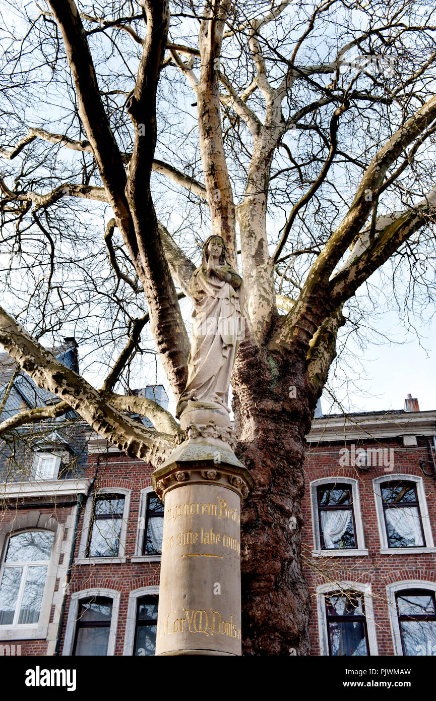 Der Marktplatz in Eupen, Hauptstadt der Euregio Maas-Rhein und der Deutschsprachigen Gemeinschaft in Belgien (Belgien, 23/02/2014) Stockfoto