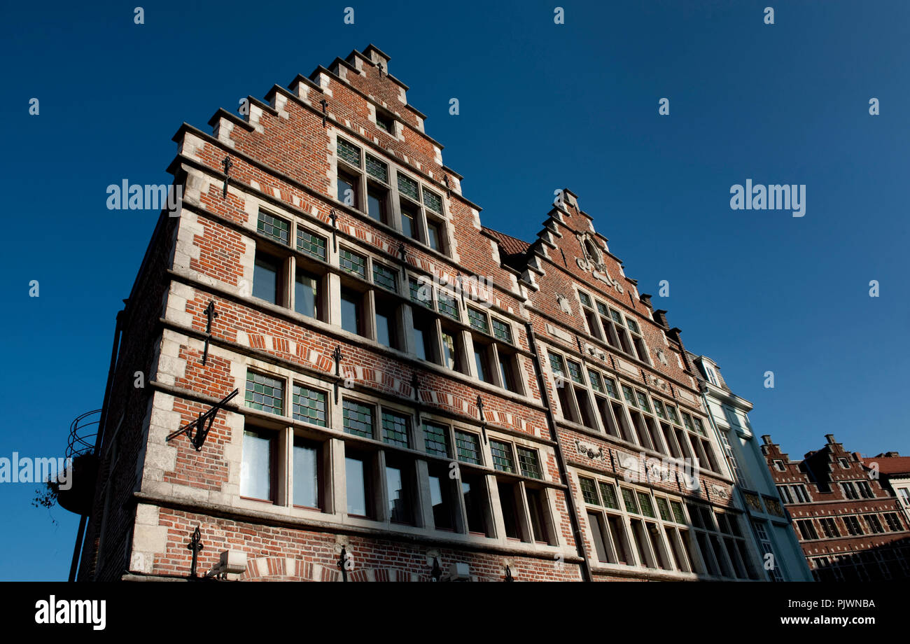 Die Häuser auf dem Hooiaard in Gent (Belgien, 08/11/2009) Stockfoto