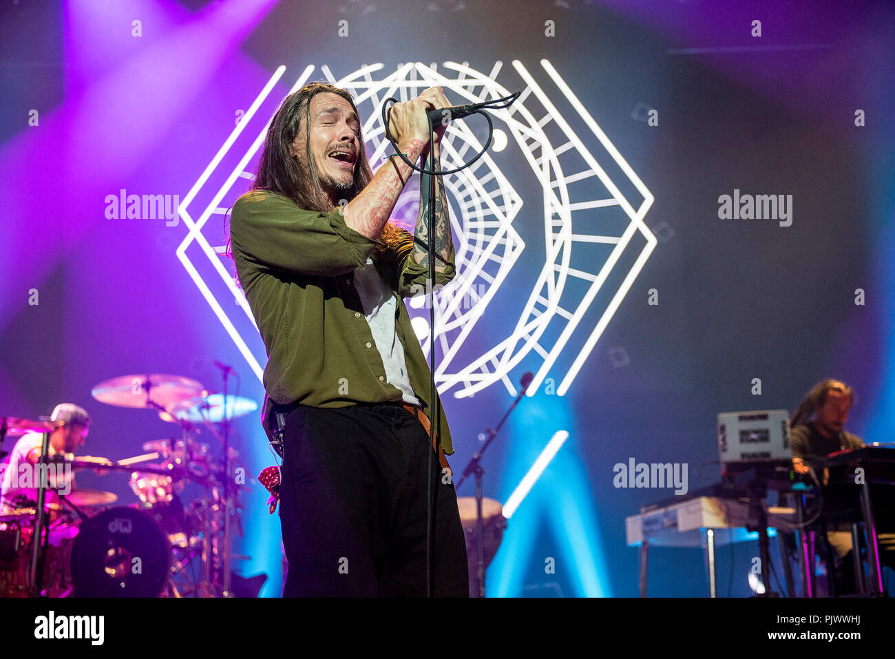 Manchester, Großbritannien. 8. September 2018. Brandon Boyd, Mike Einziger, Jose Pasillas, Chris Kilmore und Ben Kenney von Incubus ausführen am O2 Apollo in Manchester 08/09/2018 Credit: Gary Mather/Alamy leben Nachrichten Stockfoto