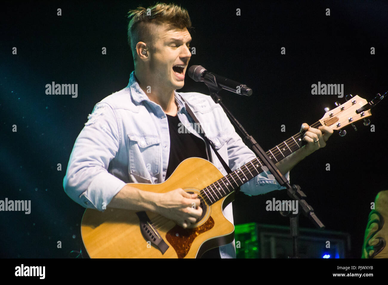 São Paulo, Brasilien. 8. Sep 2018. Nick Carter führt im Tropical Butantã am Samstagabend in São Paulo, Brasilien. Credit: Hella Devoraes/Alamy Leben Nachrichten. Stockfoto