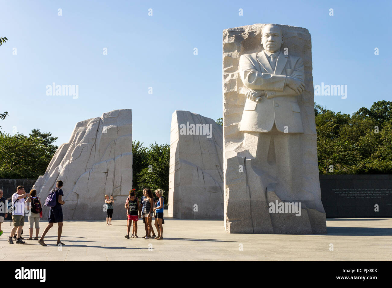 Washington, D.C., das Martin Luther King Jr. Memorial im West Potomac Park neben der National Mall, ein Granit Statue der Bürgerrechtsbewegung leader Stockfoto