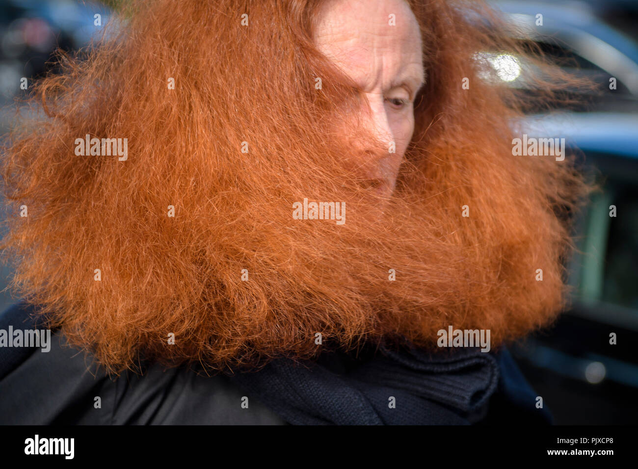 Ehemaliges Model und der Creative Director bei großen der amerikanischen Zeitschrift Vogue Grace Coddington kommt an Tag 6 für Paris Fashion Week Frühjahr/Sommer 2017 Kollektion zeigt am 02 Oktober, 2016 in Paris, Frankreich. Stockfoto